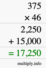 How to calculate 375 times 46 using long multiplication