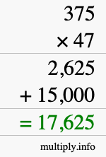 How to calculate 375 times 47 using long multiplication