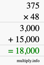 How to calculate 375 times 48 using long multiplication