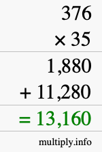 How to calculate 376 times 35 using long multiplication How to calculate 376 times 35 using long multiplication