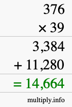 How to calculate 376 times 39 using long multiplication