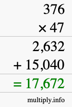 How to calculate 376 times 47 using long multiplication