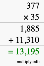 How to calculate 377 times 35 using long multiplication How to calculate 377 times 35 using long multiplication