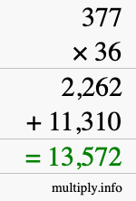 How to calculate 377 times 36 using long multiplication How to calculate 377 times 36 using long multiplication