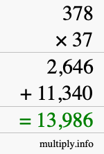 How to calculate 378 times 37 using long multiplication