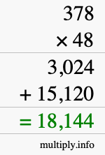 How to calculate 378 times 48 using long multiplication