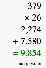How to calculate 379 times 26 using long multiplication