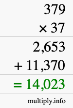How to calculate 379 times 37 using long multiplication