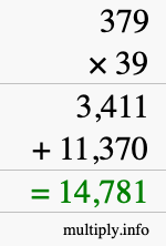 How to calculate 379 times 39 using long multiplication