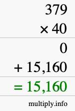 How to calculate 379 times 40 using long multiplication