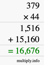 How to calculate 379 times 44 using long multiplication How to calculate 379 times 44 using long multiplication