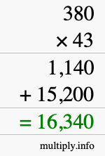 How to calculate 380 times 43 using long multiplication How to calculate 380 times 43 using long multiplication