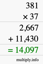 How to calculate 381 times 37 using long multiplication