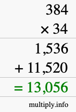 How to calculate 384 times 34 using long multiplication How to calculate 384 times 34 using long multiplication