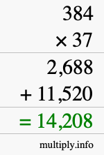 How to calculate 384 times 37 using long multiplication