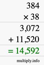 How to calculate 384 times 38 using long multiplication