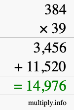 How to calculate 384 times 39 using long multiplication