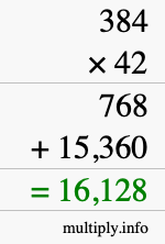 How to calculate 384 times 42 using long multiplication How to calculate 384 times 42 using long multiplication