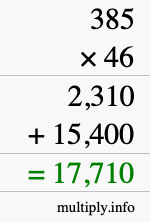 How to calculate 385 times 46 using long multiplication