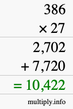 How to calculate 386 times 27 using long multiplication How to calculate 386 times 27 using long multiplication