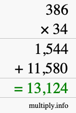 How to calculate 386 times 34 using long multiplication How to calculate 386 times 34 using long multiplication
