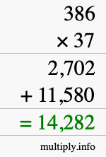 How to calculate 386 times 37 using long multiplication