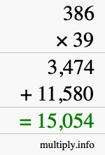 How to calculate 386 times 39 using long multiplication