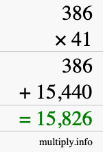 How to calculate 386 times 41 using long multiplication How to calculate 386 times 41 using long multiplication