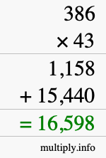 How to calculate 386 times 43 using long multiplication How to calculate 386 times 43 using long multiplication