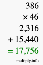 How to calculate 386 times 46 using long multiplication