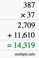 How to calculate 387 times 37 using long multiplication