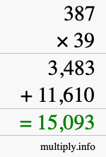 How to calculate 387 times 39 using long multiplication