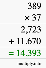 How to calculate 389 times 37 using long multiplication