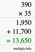 How to calculate 390 times 35 using long multiplication How to calculate 390 times 35 using long multiplication