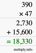 How to calculate 390 times 47 using long multiplication