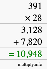 How to calculate 391 times 28 using long multiplication How to calculate 391 times 28 using long multiplication