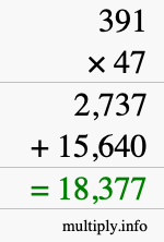 How to calculate 391 times 47 using long multiplication