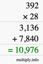 How to calculate 392 times 28 using long multiplication How to calculate 392 times 28 using long multiplication