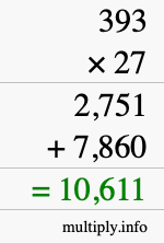 How to calculate 393 times 27 using long multiplication How to calculate 393 times 27 using long multiplication