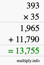 How to calculate 393 times 35 using long multiplication How to calculate 393 times 35 using long multiplication
