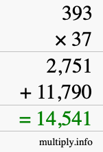 How to calculate 393 times 37 using long multiplication