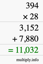 How to calculate 394 times 28 using long multiplication How to calculate 394 times 28 using long multiplication