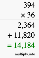 How to calculate 394 times 36 using long multiplication How to calculate 394 times 36 using long multiplication