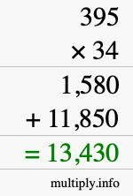 How to calculate 395 times 34 using long multiplication How to calculate 395 times 34 using long multiplication