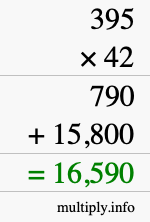 How to calculate 395 times 42 using long multiplication How to calculate 395 times 42 using long multiplication