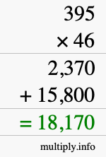 How to calculate 395 times 46 using long multiplication