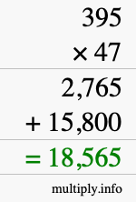 How to calculate 395 times 47 using long multiplication