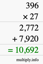 How to calculate 396 times 27 using long multiplication How to calculate 396 times 27 using long multiplication
