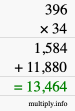 How to calculate 396 times 34 using long multiplication How to calculate 396 times 34 using long multiplication