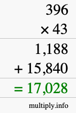 How to calculate 396 times 43 using long multiplication How to calculate 396 times 43 using long multiplication